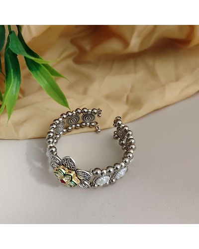 SETU oxidised Flower Fusion Adjustable Bracelet-1