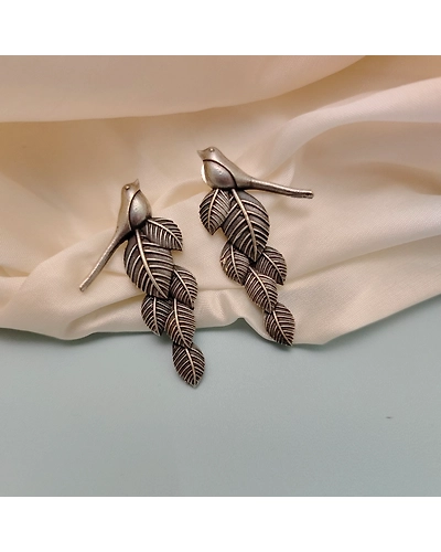 MADHUBALA Bird Silver Replica Earrings-12669707