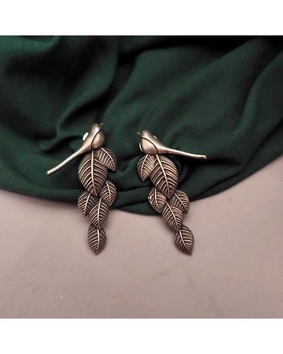 MADHUBALA Bird Silver Replica Earrings-1