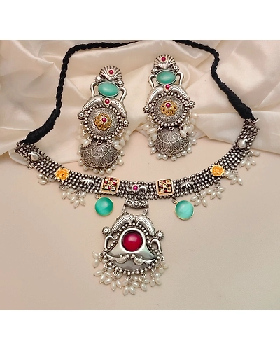 SAANVI Fusion Jewellery Necklace Earrings Set-12669695