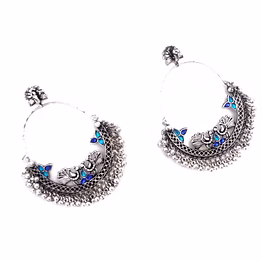 gonasika oxidised peacock stud dangle earrings blue
