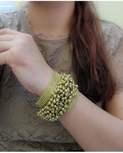 Oxidised Golden Ghungroo Bracelet-1