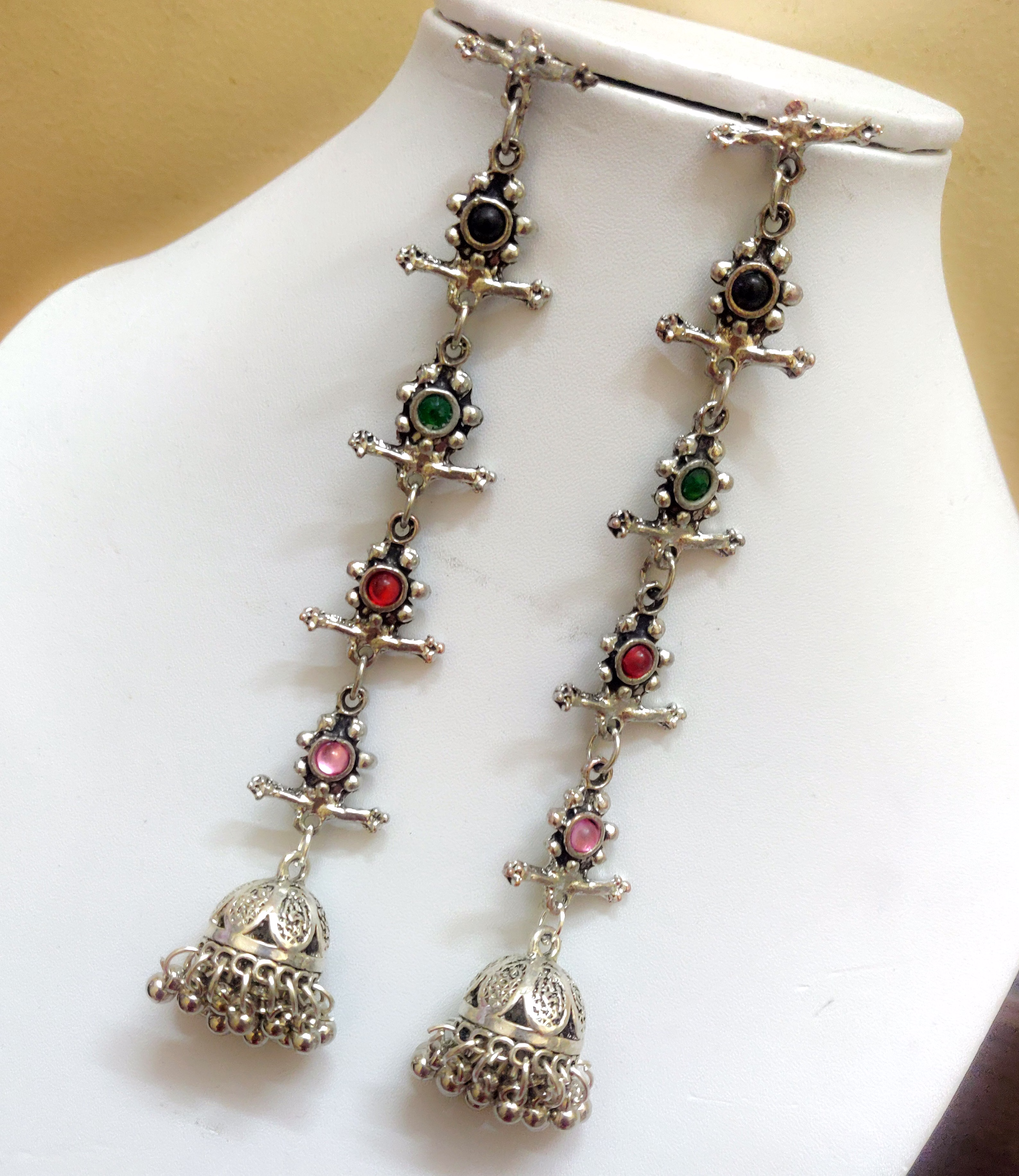 Oxidsed Multi colour Tassel Earring image 2