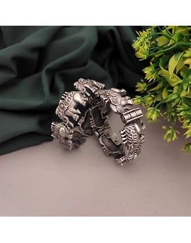 IRAWATI Silver Replica Elephant Bangles