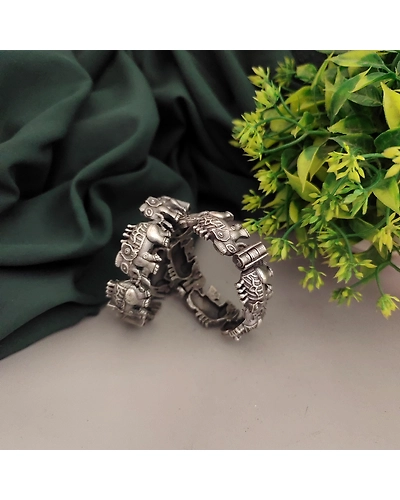 IRAWATI Silver Replica Elephant Bangles-1