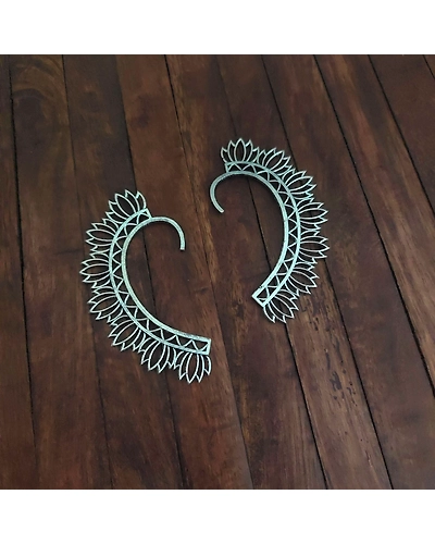 MINAL Oxidised Lotus Earclips Earcuffs-12669773