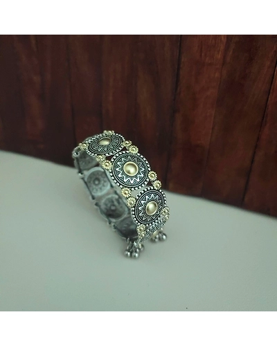 ZALAK Oxidized Two Tone Adjustable Bracelet-12669761