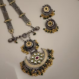 gonasika ryna oxidised two tone necklace earrings set