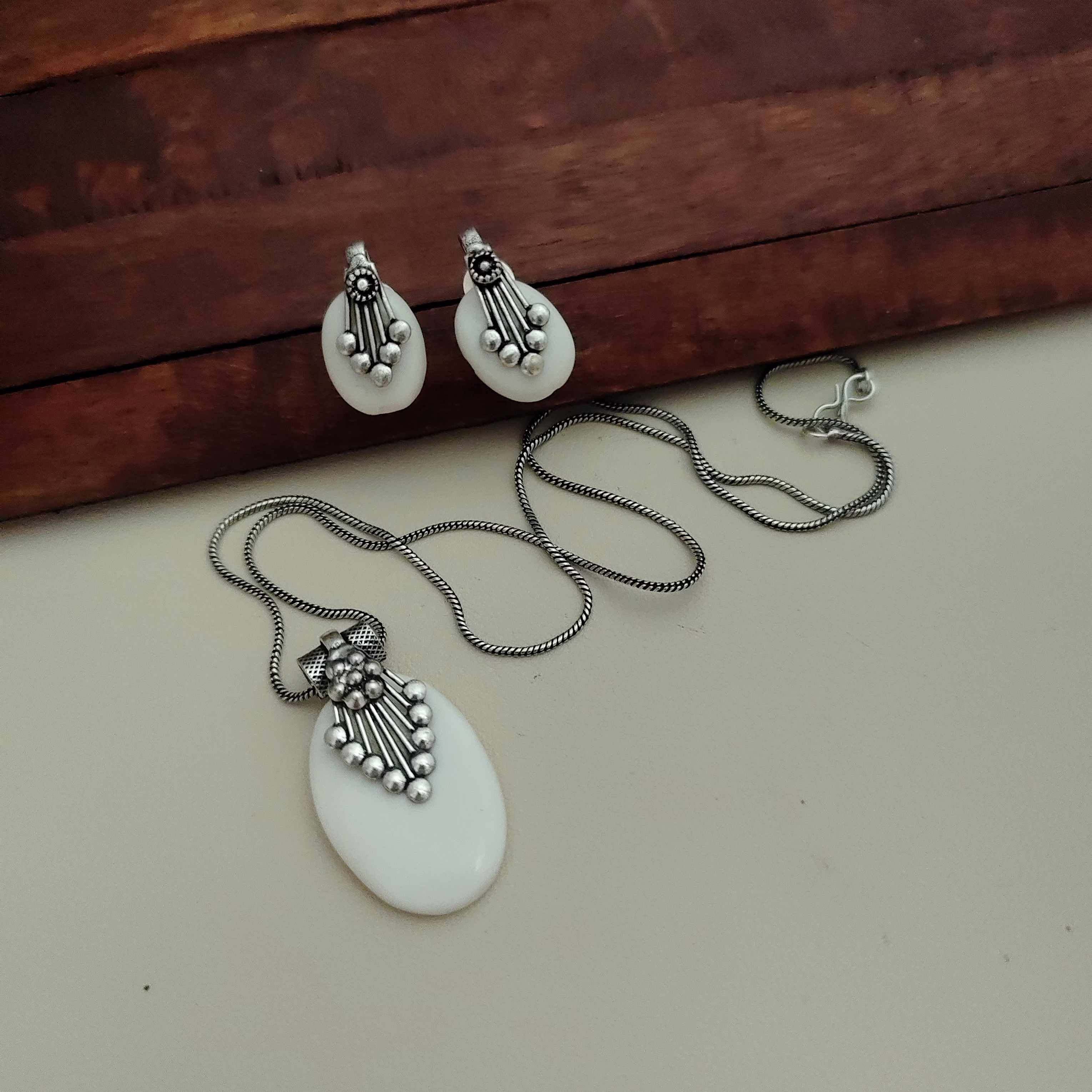 gonasika nakshatra stone chain necklace earrings set