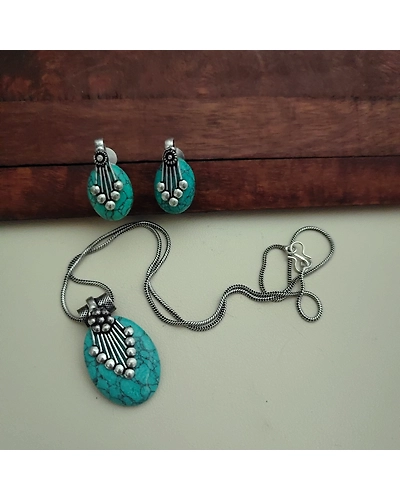 NAKSHATRA Stone Chain Necklace Earrings Set-2