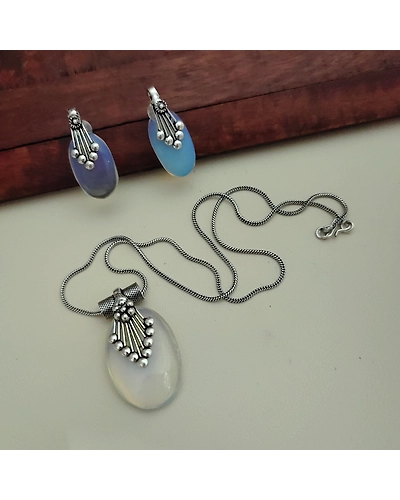 NAKSHATRA Stone Chain Necklace Earrings Set-1