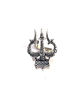 Oxidized trishul German Silver antique adjustable ring