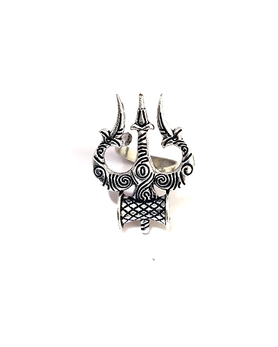 Oxidized trishul German Silver antique adjustable ring-12669739