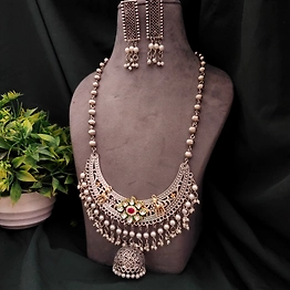 Gonasika HEER Oxidised Long Necklace Earrings Set