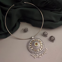 gonasika mishka oxidised hasli necklace earrings set