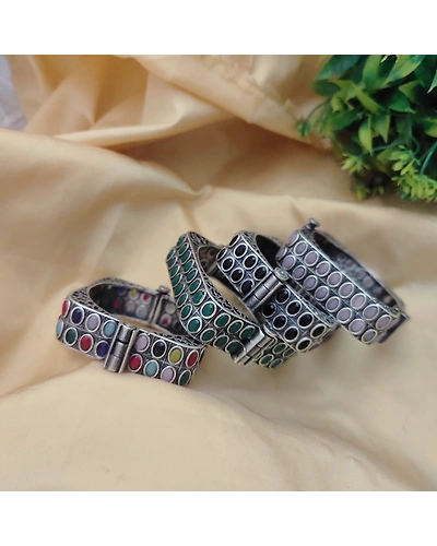 MEHVEESH Silver Replica Square Bangles-12669819