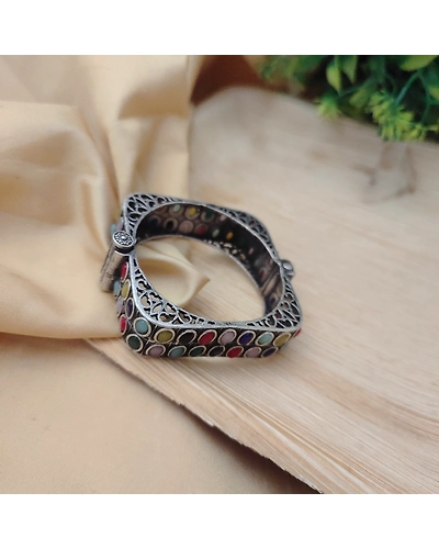 MEHVEESH Silver Replica Square Bangles-3