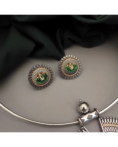 LALIMA Oxidised Lotus Fusion Hasli Set-Green-2