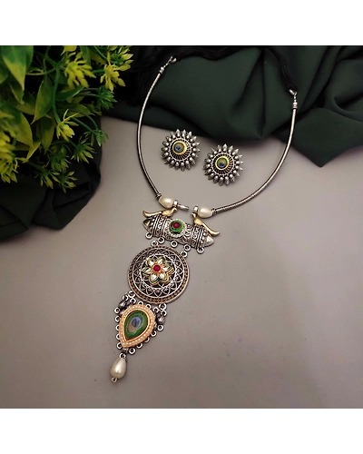 RISHIKA Oxidized two tone Mayur Hasli-12669875