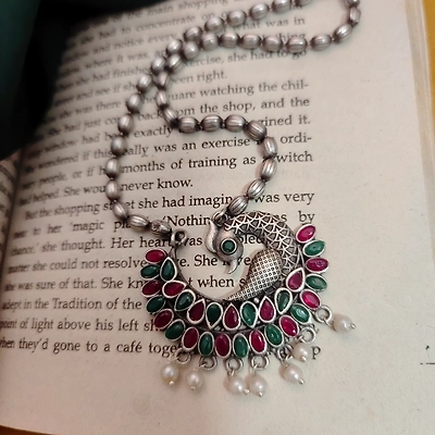 Gonasika PRITHA Silver Replica Brass Peacock Chain Necklace