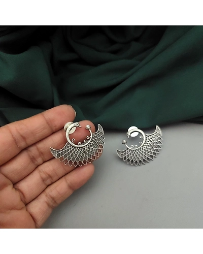 AMARA Cow Silver Replica Stud Earrings-1