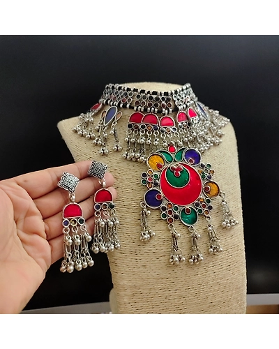 DHRITI Afghan Necklace Earrings Set-12669897