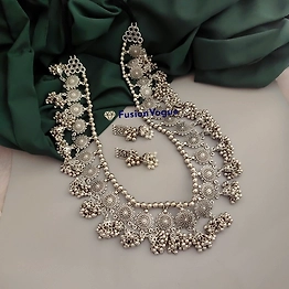 Gonasika NIMRAT Oxidised Long Jhumki Necklace Earrings Set