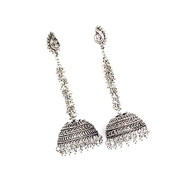 Gonasika Beautiful Big Size Silver Plated Ethnic Jhumka earring