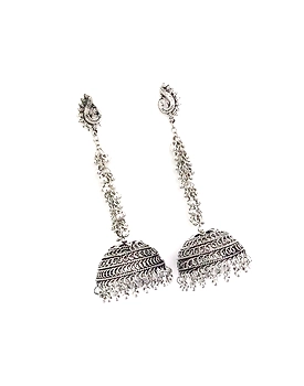 Beautiful Big Size Silver Plated Ethnic Jhumka earring