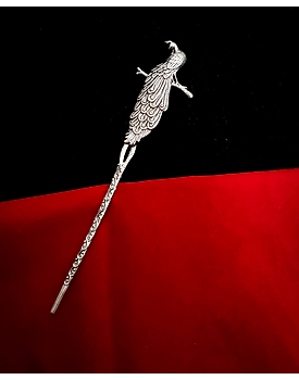 Oxidised German Silver Peacock hairpin Bun Pin