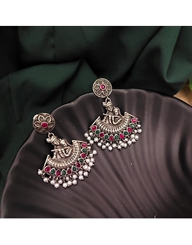 RadheKrishna Dangler Silver Replica Earrings