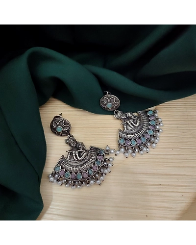 RadheKrishna Dangler Silver Replica Earrings-4