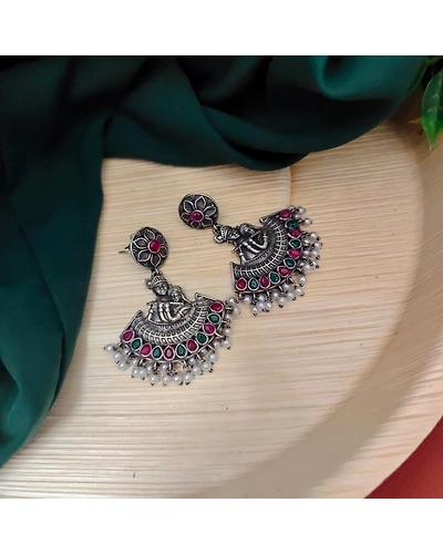 RadheKrishna Dangler Silver Replica Earrings-1