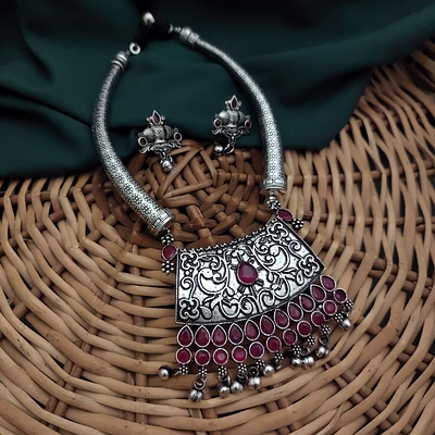 gonasika shipra oxidised hasli necklace earrings set
