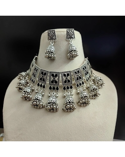 NIHARIKA Meenakari Jhumki Choker Jewellery Set-1