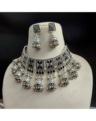 NIHARIKA Meenakari Jhumki Choker Jewellery Set-3