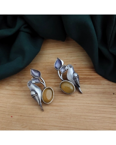 NYRA Parrot Silver Replica Stud Earring-12669921