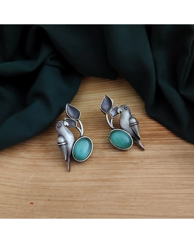NYRA Parrot Silver Replica Stud Earring-3