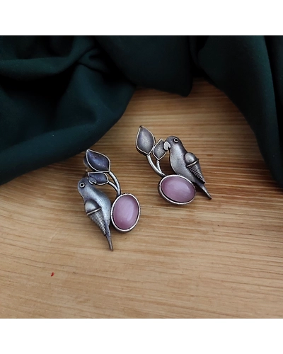 NYRA Parrot Silver Replica Stud Earring-2