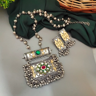Gonasika FIDA Long Two Tone one Fusion Necklace Earrings Set