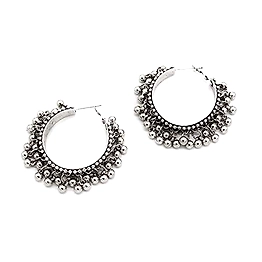 Gonasika Oxidized ghungroo hoop earrings for women n girls