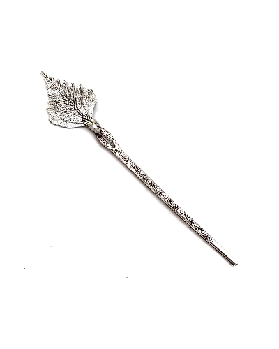 Oxidized Leaf Design german Silver Hair Bun Stick-12669973