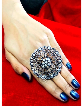 Oxidized adjustable cute trendy ring