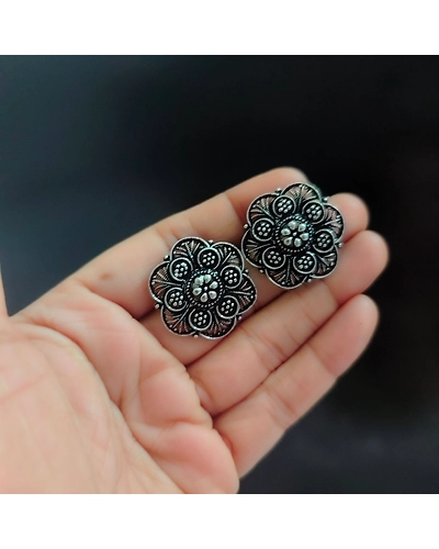 ANUSHKA Oxidised Stud Earrings-2