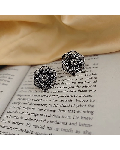 ANUSHKA Oxidised Stud Earrings-1