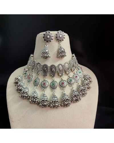 MEGHA Choker Necklace Earrings Set-12670005