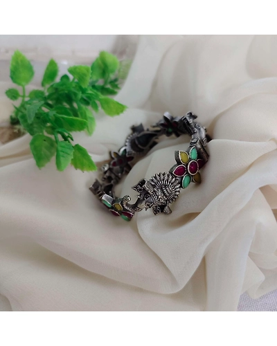 MANASVI silver replica Temple Bangle-1