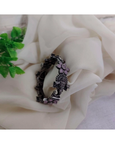 MANASVI silver replica Temple Bangle-2