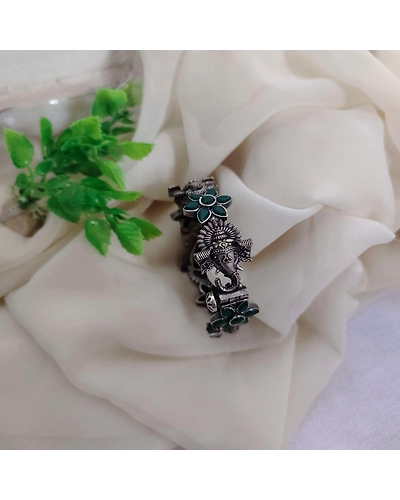 MANASVI silver replica Temple Bangle-4