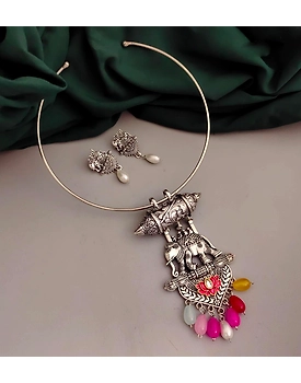 VAAMIKA elephant Hasli Necklace Earrings Set